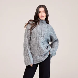 Cable Knit 1/4 Zip Jumper - Dark grey